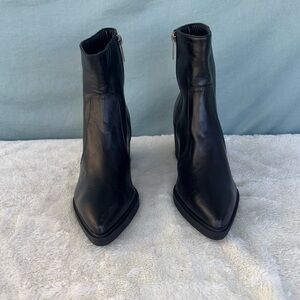 Aquatalia Black Leather Pointed Toe Ankle Boots spring boot